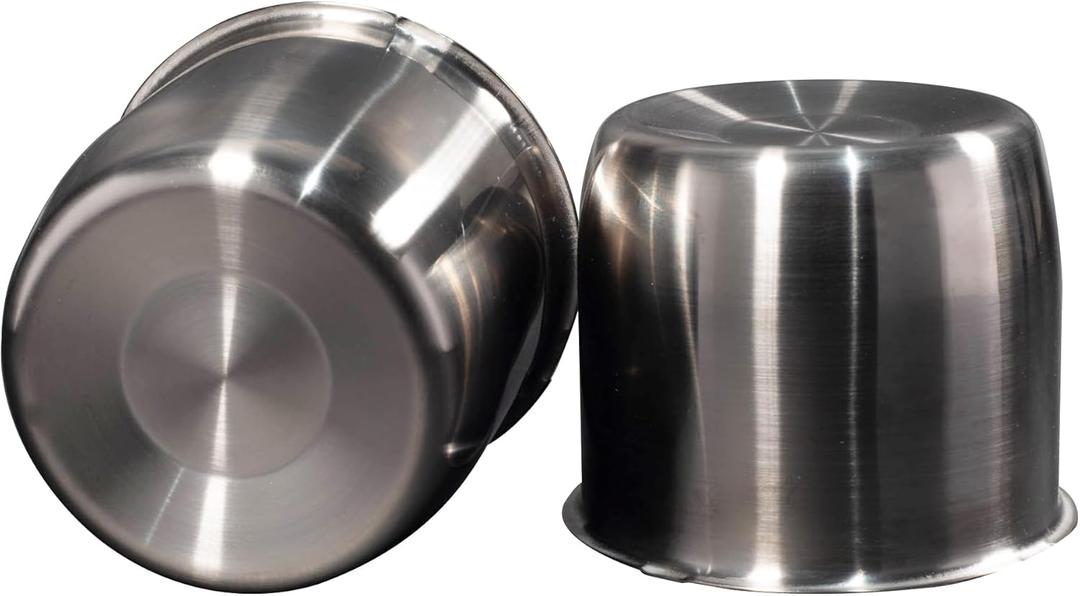 2Pcs 4.25inch Stainless Trailer Wheel Center Caps Push Through 4.25" Bore 3.66" Tall Hub Cap for Truck SUV RV Wheel Rim, Brushed Black Chrome Sunburst Wheel Cover