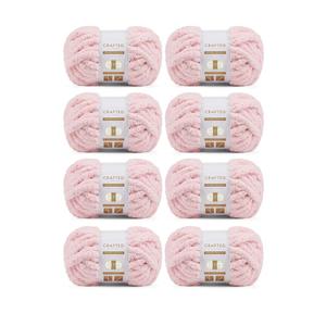 8 Packs Jumbo Chunky Chenille Yarn  2040g(72oz) 245 Yards (224m) Bulky Yarn  Chunky Yarn for Hand Knitting Blanket,Cushions, Pet Bed  Soft and Durable(Pink)