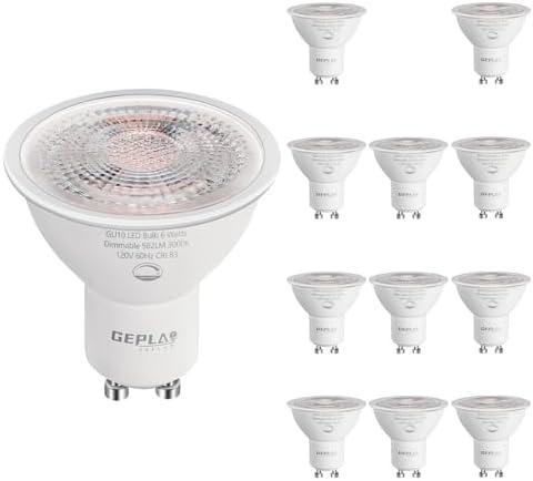 12-Pack GU10 LED Bulbs 6W, Dimmable, 3000K Soft White 582LM, Replacement 50W Halogen Light Bulb for Spotlight Track&Recessed Lighting,No Flickers 12-Pack GU10 LED Bulbs 6W, Dimmable, 3000K Soft White 582LM, Replacement 50W Halogen Light Bulb for Spotlight Track&Recessed Lighting,No Flickers