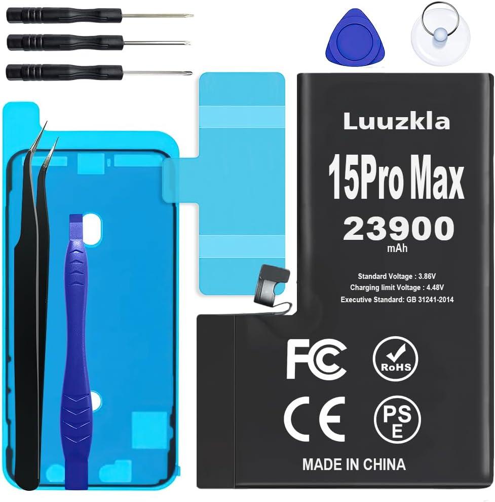 23900mAh (New Upgrade) Battery Compatible with iPhone 15 Pro Max, Super Capacity Battery Compatible with iPhone 15 Pro Max, with Full Tool Kits-0 Cycle High Capacity (24-Month Service)