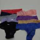 Pack 10 Seamless Lace Thongs for Women Plus Size Breathable Panties Low Rise T-back Stretch Cotton No Show Underwear (X-Small)