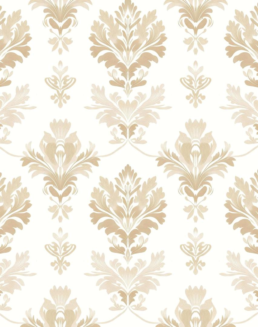 Laatse Light Symmetry Floral Peel and Stick Wallpaper 17.5" x 118",Beige