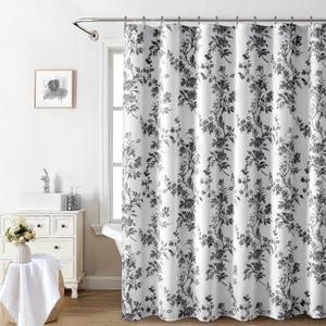Awellife Black and White Shower Curtain,Cotton Floral Cottagecore Spring Shower Curtain for Bathroom 72" W x 72" L