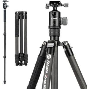 Fotopro 68" Carbon Fiber Travel Tripod, Heavy Duty Camera Tripod with Ball Head, Detachable Monopod with Quick Release Plate and Bag, Load up to 12KG/26lbs