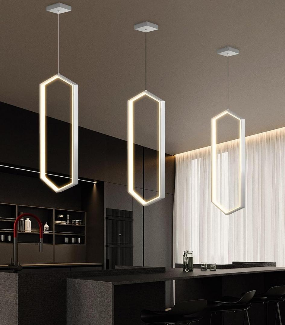 Ring Dimmable Pendant Lighting Adjust LED Mini Chandelier Ceiling Light Fixtures for Kitchen Island Dining Room Living Room Bedroom Hallway Silver, 20in x 9.8in x 70in