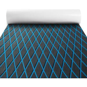 Fullfire Boat Flooring - EVA Foam Boat Decking - Marine Mat Self-Adhesive Flooring Sheet Marine Carpet for Motorboat Yacht Kayak RV (94" x 16", Dark Grey With Blue Lines)