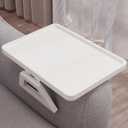 Couch Arm Tray,Bamboo Folding Sofa Tray,Sofa Armrest Trays Clip-On Couch Desk for Drinks,Snacks,Phone,Remote ControlWhite