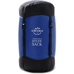 OMVMO Compression Sack, 12L/19L/32L/46L/53L Water-Resistant Sleeping Bag Stuff Sack, Anti-Tear Ultra Light 400T 20D Nylon Storage Bag, Space Saving Gear for Camping Hiking Travel 1Pcs (Dark Blue)