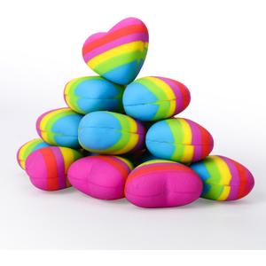 AmoreAngel Crafts 16 Pcs Heart Shaped ErasersPencil ErasersEasy to Hold Rainbow Colorful EraserPink Erasers,Back to School SuppliesOffice Use