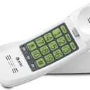 AT&T TRIMLINE 213 Corded Phone with Extra Big Buttons - Senior Friendly White Landline Phone, Visual Ringer, Lighted Keypad, Wall Mount, No AC Power Needed