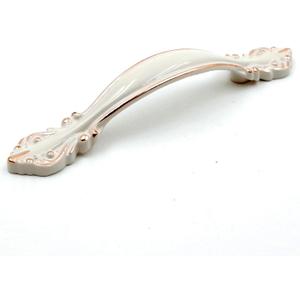 Jetland Cabinet Hardware Handle Pull - 5-Pack, Ivory White with Gold Edge, 2-1/2" (64mm) Hole Centers, PW8803W64