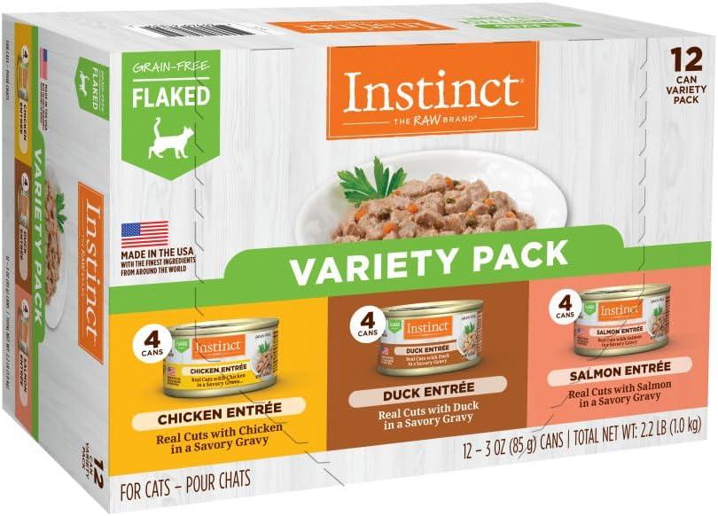 Instinct Flaked Entre Wet Canned Cat Food - Variety Pack, 3 oz. Cans (Pack of 12)