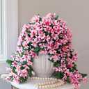 Ivydale Artificial Lily Flowers for Outdoors Fake Hanging Flower Vines for Outside Decoration, UV Resistant 2PCS Faux Plants for Patio Porch Balcony Garden Yard, Pink