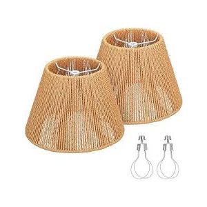 2 Pack- Small Lamp Shades with Bulb and Clip Adapter 