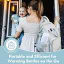 Papablic Portable Travel Baby Bottle Warmer On The Go, Fits Most Car Cup Holders, 12 OZ Stainless Steel Bottle Warmer, Leak-Proof, Safe & Easy to Clean