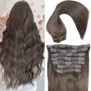 Real Human Hair Lace Clip In Hair Extensions Thick Ends 20inch 120g Color Dark Brown Remy Hair Extensions