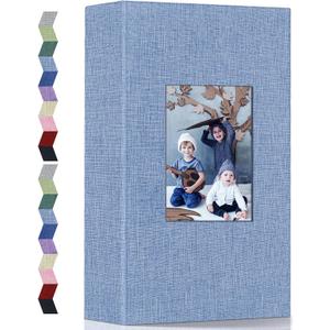 Popotop Photo Album 4x6-300 Photos Linen Cover Photo Books with 300 Horizontal Pockets,Slip-in Picture Albums for Family Wedding Anniversary Baby Vacation Pictures (Blue)