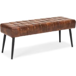 LUE BONA Entryway Bench, 44.5'' Leather Upholstered Bedroom Benches, End of Bed Bench with Metal Legs, for Decorative, Living Room, Dining Room, Gray 