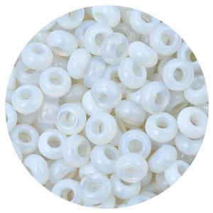 14x8mm Rondelle Big Hole Natural White Opalite Beads for Jewelry Making