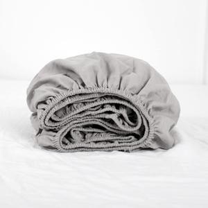 Simple&Opulence Linen Fitted Sheet (1 Piece) - 14 Inch Deep Pocket Mattress Cover Natural Flax Cotton Blended Soft Breathable Bedding - Grey, Twin Size