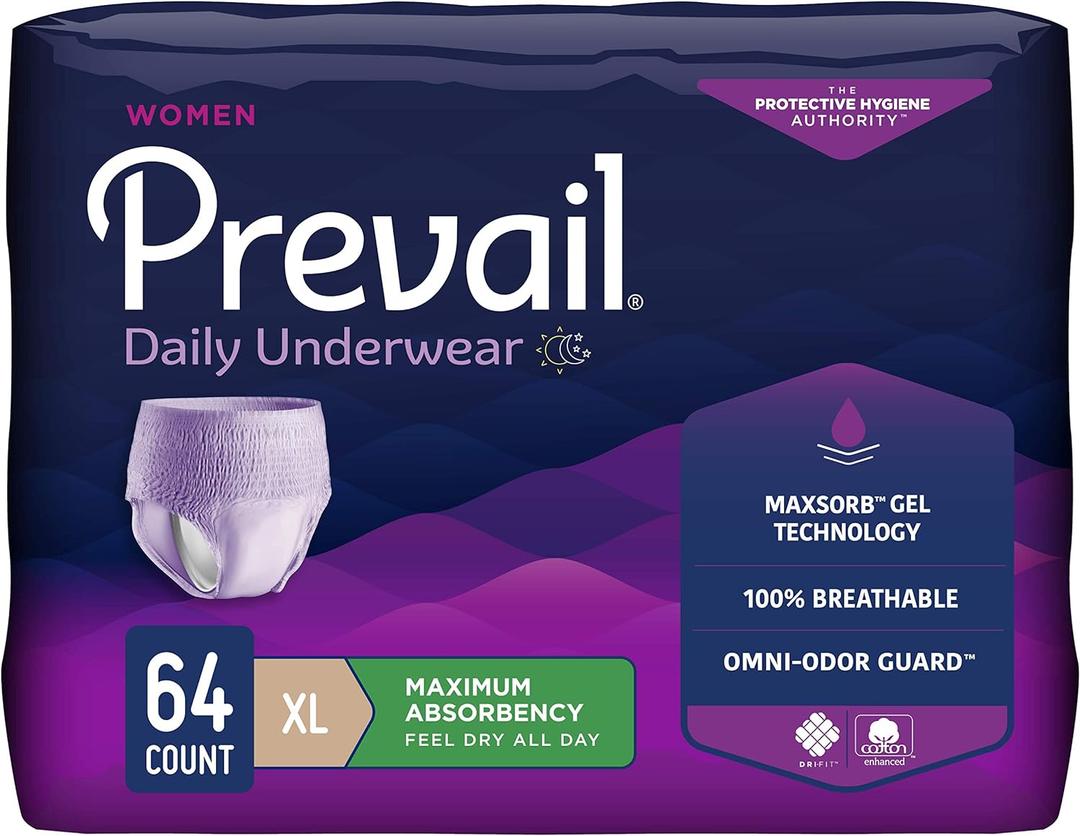 Prevail Proven | X-Large Pull-Up | Womens Incontinence Protective Underwear | Maximum Absorbency | 64 Count