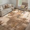 Kelarea Living Room Rug, 6x9 Rug Modern Abstract Washable Rugs Brown Faux Wool Vintage Carpets, Non Slip Rug for Bedroom, Dining Room, College Dorm, Kids Playroom, Home Office