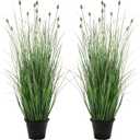 3FT / 4FT Extra Lush Artificial Plant (2pcs), Luxury Fake Tall Plants with Pot, Luxury Faux Tall Greenery with Dogtail for Garden Porch and Home Decor (Gray, 3FT)