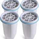 ZR-001, ZR-017, ZR-004 Replacement Water Filters for Pitchers and Dispensers, Advanced 6 Stage Filtration System for 0 TDS, Remove Lead, Chlorine, Fluoride, PFOA/PFOS (4 Pack)