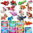 JOYIN 28 Pcs Valentine's Day Gift 3D Printed Toys with Cards, Cute Mini Big Eyes Cute Toys for Kids, 3D Printed Stuff, Classroom Exchange Prizes Valentine Party Favor
