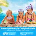 Seovediary Kids Snorkel Set, Anti-Fog Panoramic Tempered Glass Kids Snorkel mask, Anti-Leak Scuba Diving Mask with Mesh Bag, Dry Top Snorkeling Gear for Kids and Youth Age 4-16