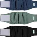 Wegreeco Washable Male Dog Belly Band (Stylish Pattern) - Pack of 3 - Washable Male Dog Belly Wrap, Dog Diapers Male (Blue, Green, Black, X-Small)