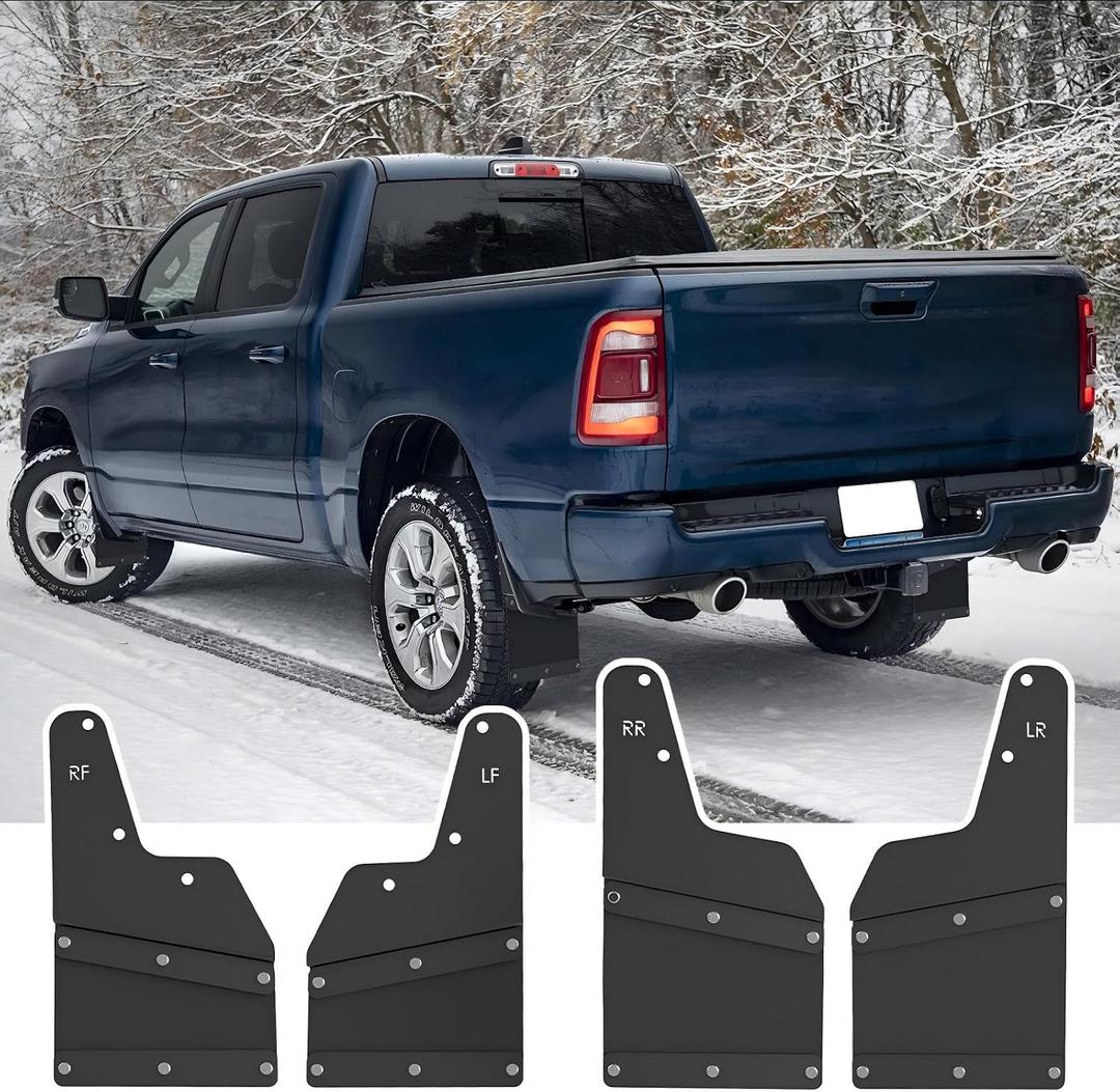 Mud Flaps Splash Guards for 2019-2024 Dodge Ram 1500 Front and Rear Mudguard No TRX Rebel Classic No Drill Mudguard(4 Pcs Set)