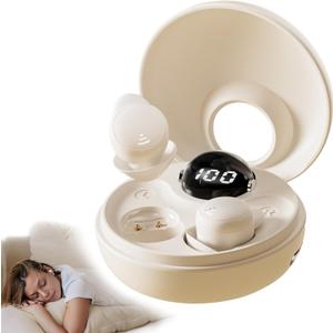 LOBKIN Ear Buds Sleep Headphones Sleep Earbuds for Side Sleepers Wireless Bluetooth 5.3 Mini Invisible Ultra-Light Earphones in Ear Headsets with Mic Noise Blocking Comfortable Fit for Sleep Workout (Beige)
