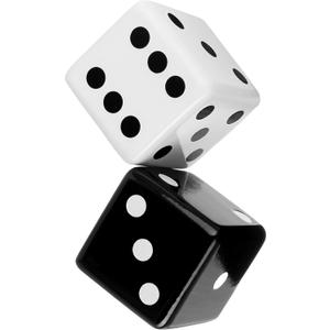 Jumbo Dice Decor, Set of 2, Natural Wood Decorations with Black and White Colors, Trendy Home Interior Centerpieces for Tables, Mantles, and Shelves