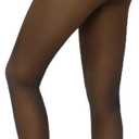 HONGTEYA Fleece Lined Tights Women Winter Thermal Leggings Pantyhose Fake Translucent Thick Warm Sheer Tights (Large, Honey)