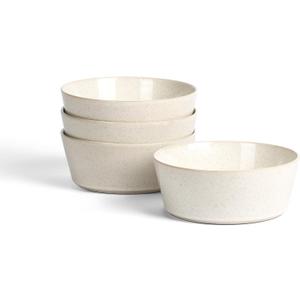 Stone Lain Claire 4-Piece Bowl Set Stoneware, Bowls, Dishwasher and Microwave Safe, Dish Set for 4, White