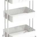 Simple Houseware 3-Tier Heavy Duty Metal Utility Rolling Cart, White