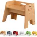 AVDAR Wooden Step Stool for Kids, 14” One Step Stool for Toddlers, Heavy Duty Non-tip Non-Slip for Bedroom/ Kitchen