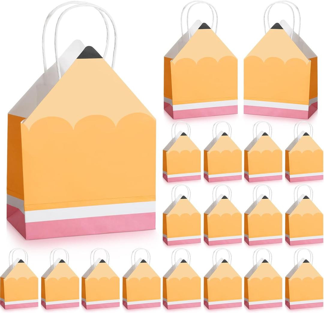 Small Gift Bags Pencil Shaped Teacher Bags Bulk with Handle Mini Candy Boxes Halloween Christmas Gift Bag for Classroom Decorations (15x8x21cm, 12 Pcs) Small Gift Bags Pencil Shaped Teacher Bags Bulk with Handle Mini Candy Boxes Halloween Christmas Gift Bag for Classroom Decorations (15x8x21cm, 12 Pcs)