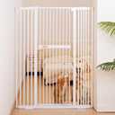 No Pawblems 55.1" Extra Tall Pet Gate for Cat/Dog, 29.9-44.4" Wide Auto Close Tall Cat Gate, NO Drilling Pressure Mounted for Doorways/Hallways, 1.37" Narrower Bar Spacing, White