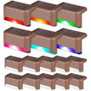 SOLPEX Color Changing Solar Deck Lights, 16 Pack Waterproof LED Lights for Decks,Stairs,Fences,Yards and Patios