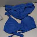 Women's Bikini Set Solid Halter Two Piece Bathing Suit Swimsuit (Blue, S)