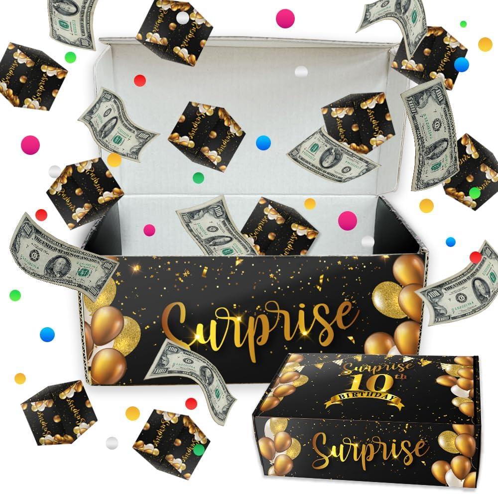BONETAT Surprise Gift Box Explosion For Money, Birthday Money Pull Box, Birthday Money Box, Money Box For Cash Gift Birthday 10th, Pop Out Money Gift Box, Birthday Money Box, Surprise Gift Box, Money Box For Cash Gifts - Aa01