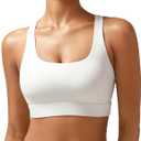 RUNNING GIRL High Impact Sports Bras for Women - Scoop Neck Strappy Sports Bra High Support Moulded Cup Workout Bra (Large)