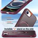 HuwaiH 360 Rotatable Magnetic Ring Stand for iPhone 16e Case, Compatible with MagSafe, Military-Grade Shockproof, Anti-Scratch Matte Translucent Phone Case for iPhone 16e(Burgundy)