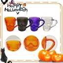 12Pcs Halloween Cups Skull Shaped Plastic Mugs Reusable Skeleton Cups 16oz for Whiskey,Beer, Wine, Juice, Bar Halloween Party Supplies