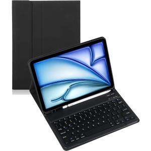 Keyboard Case for Samsung Galaxy Tab S10 Ultra 14.6inch SM-X926 Android Tablet Detachable Case with Keyboard, Fully Wrapped Leather Built-in Pen Holder (Black,Normal)