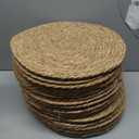 Kochorie Set of 36 Round Woven Placemats 13.8 Inch Bulrush Placemats Natural Handwoven Boho Rattan Wicker Table Mats for Farmhouse & Home Dining