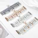 V-MORO Compatible with Apple Watch Band Pearl Series 11/10/9/8/7 45mm/46mm/44mm/42mm Fashion Beaded Elastic Bracelet Bling Jewelry Strap for iwatch SE Series 6/5/4/3/2/1 Pure White,for 5.5"-6.2" Wrist