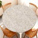Round Fitted Tablecloth with Elastic Edge Design Table Cover Waterproof Stain-Resistant Wipeable Table Cloth Fits 45"-48" Round Tables for Camping, Picnic, Dining, Outdoor